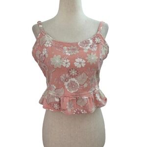 Altar's State Peach Floral Crop Top Women Size Medium | 48-51